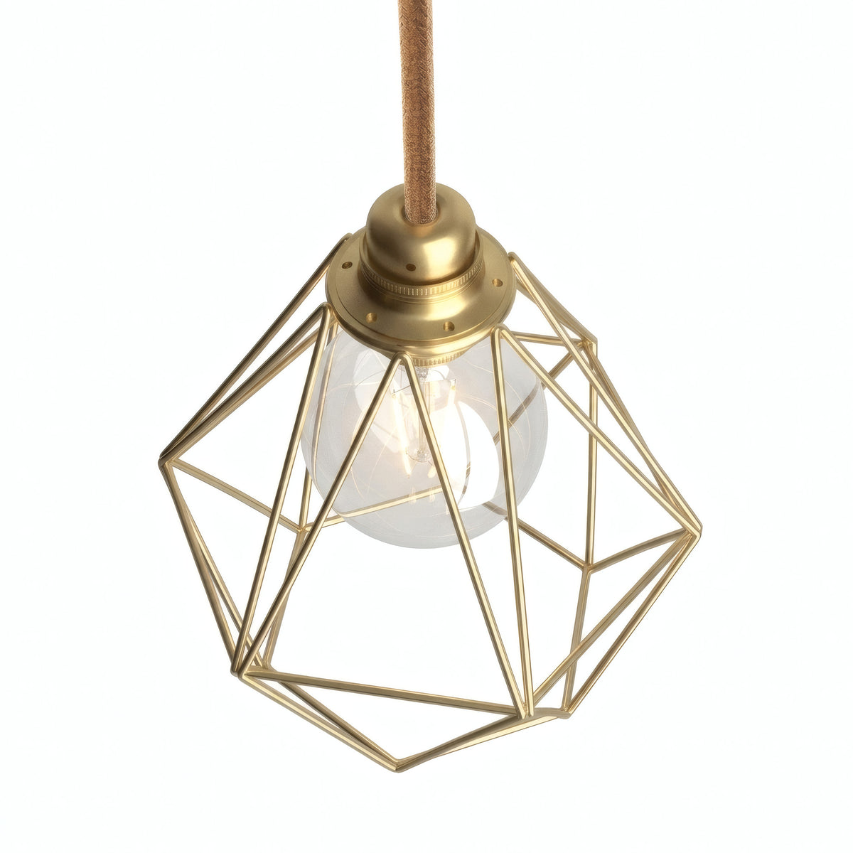 Kooilampenkap in diamantvorm van metaal voor E27-fitting — Messing