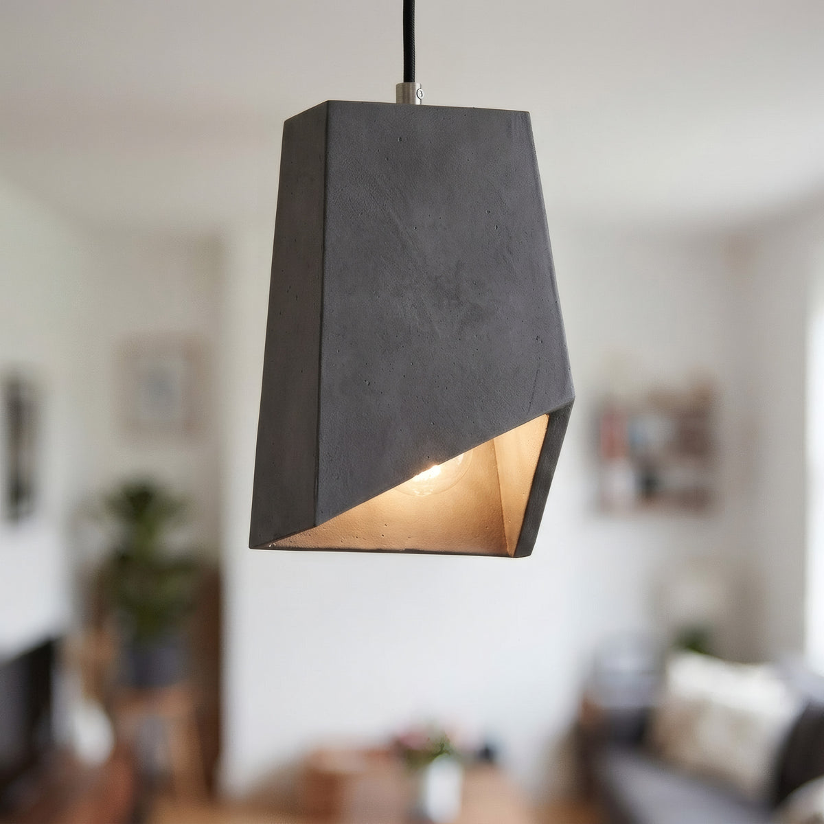Prismavormige lampenkap van cement met E27-fitting