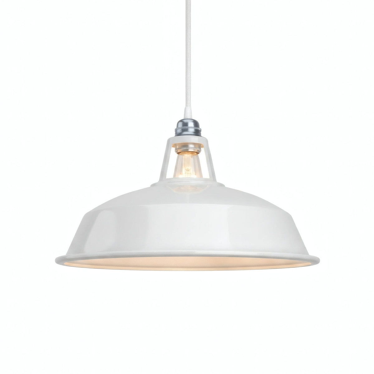 Klokvormige geëmailleerde lampenkap Ø 38 cm voor E27-fitting — Wit