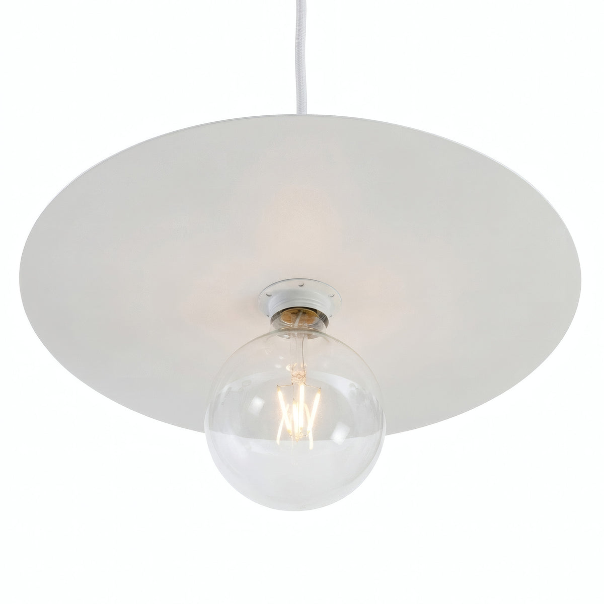 Platte schijf-lampenkap van ijzer Ø 40 cm voor E27-fitting — Wit