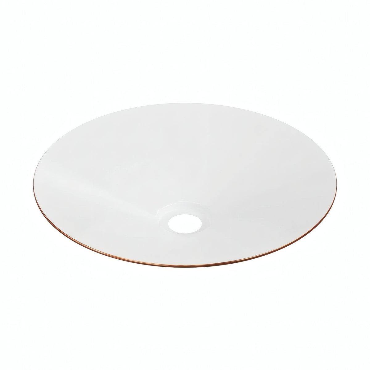 Platte geëmailleerde lampenkap Ø 30 cm voor E27-fitting — Wit en satijn koper