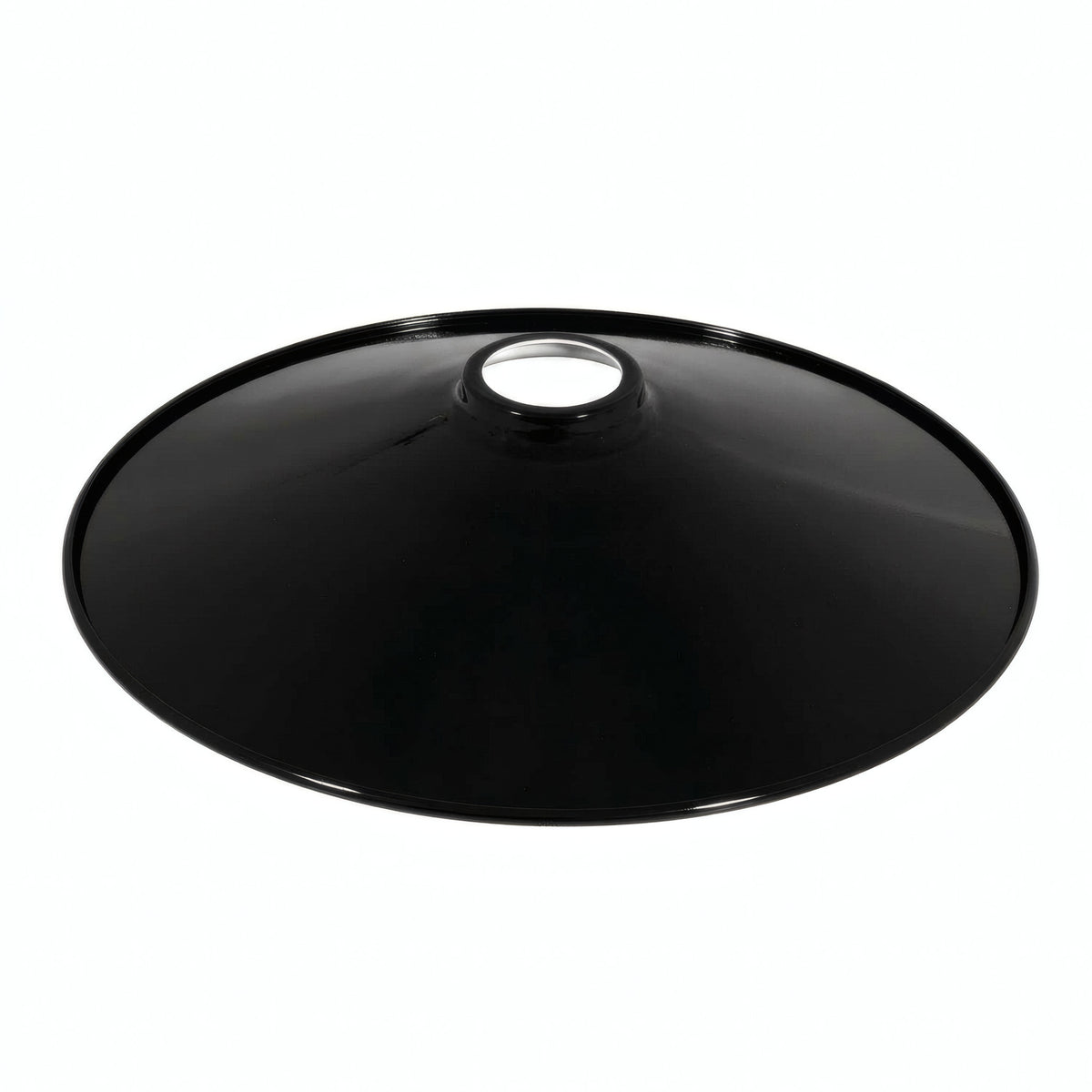 Platte geëmailleerde lampenkap Ø 30 cm voor E27-fitting — Wit en zwart