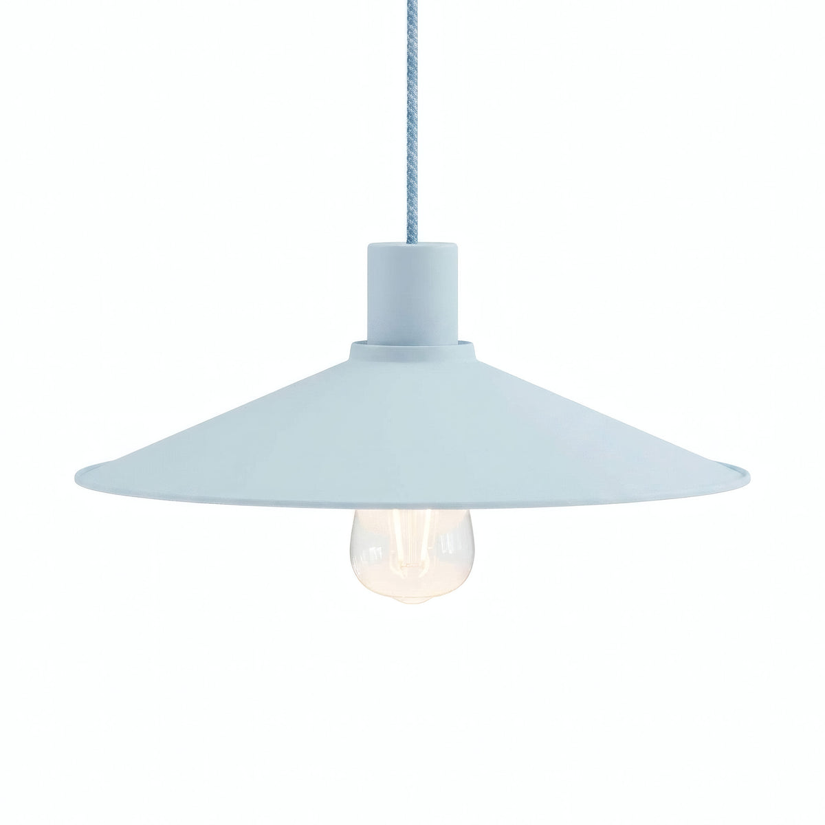 Platte geëmailleerde lampenkap Ø 30 cm voor E27-fitting — Hemelsblauw