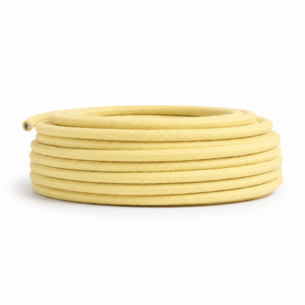 Rond textielen snoer, pastelgeel katoen — aanzicht 4