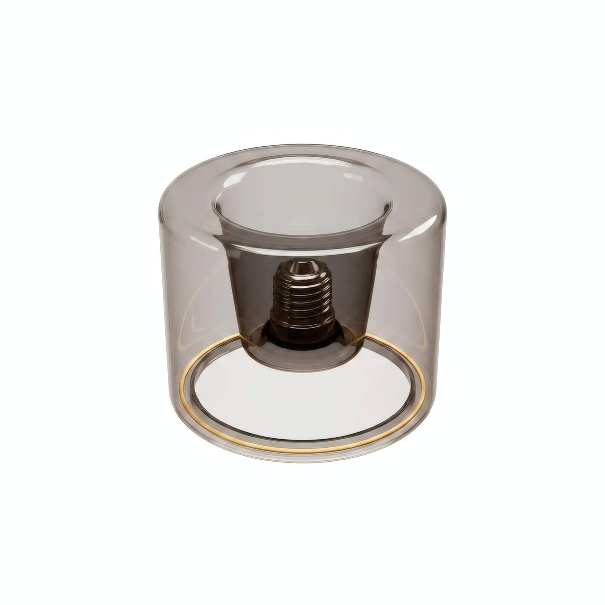 E27 led-donutlamp van rookglas, Ø 120 mm, uitgeschakeld, verzonken E27-fitting zichtbaar, witte achtergrond