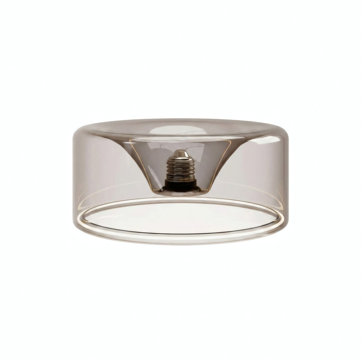 E27 led-donutlamp van rookglas, Ø 195 mm, driekwartaanzicht, witte achtergrond
