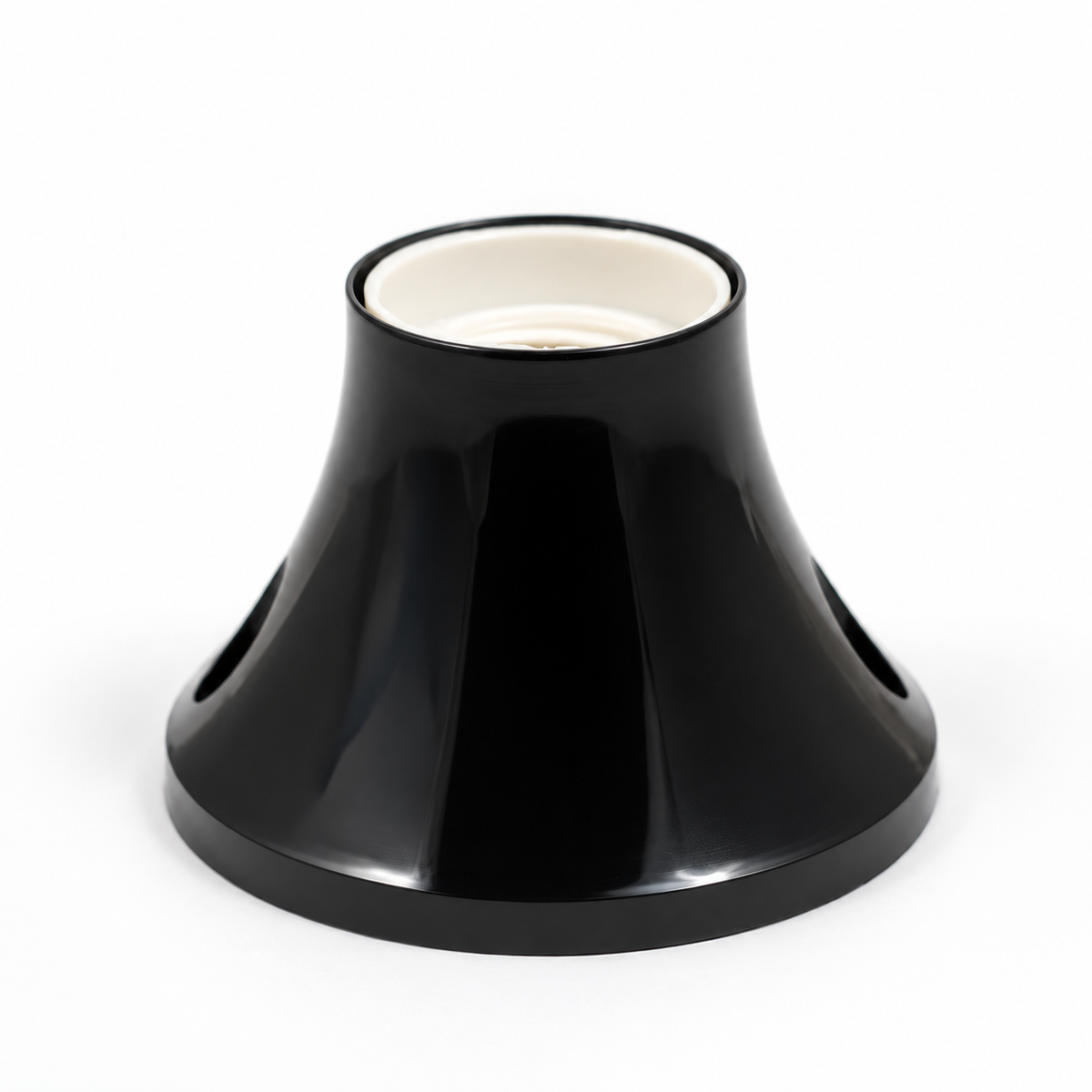 Rechte thermoplastische E27 lamphouder voor wand of plafond — zwart — aanzicht 1