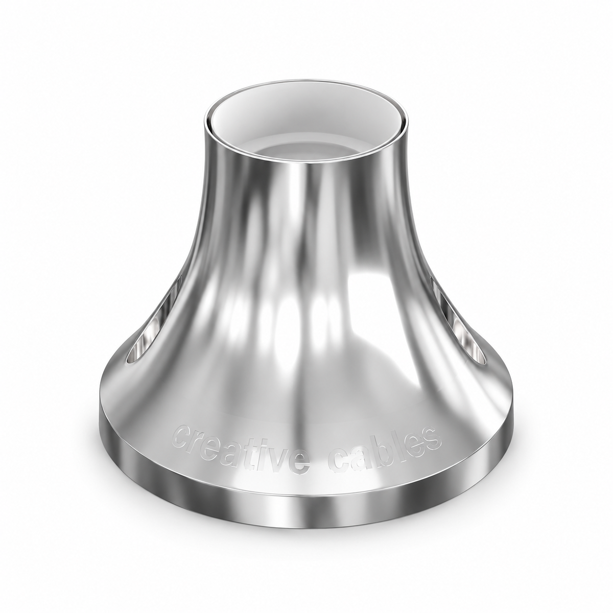 Gemetalliseerde E27 lamphouder voor wand of plafond — chroomafwerking — aanzicht 1