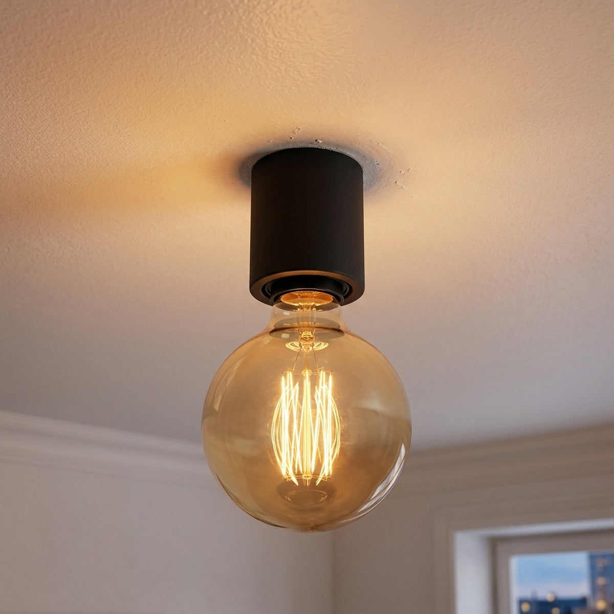 E27-fitting voor wand of plafond, waterdicht IP44 — Zwart