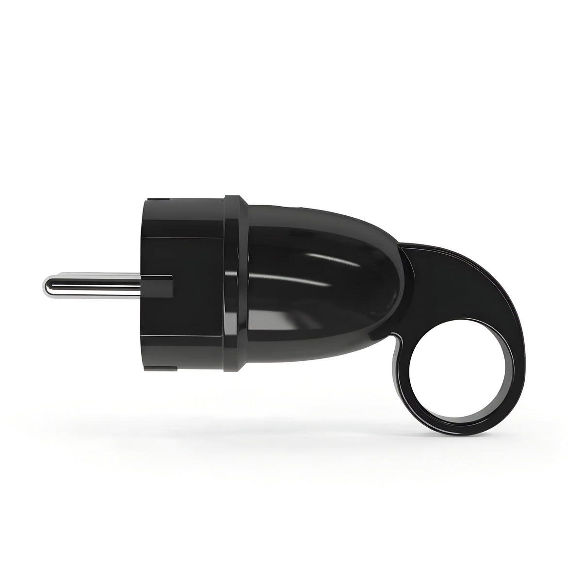 Schuko-stekker met uittrekring — Zwart
