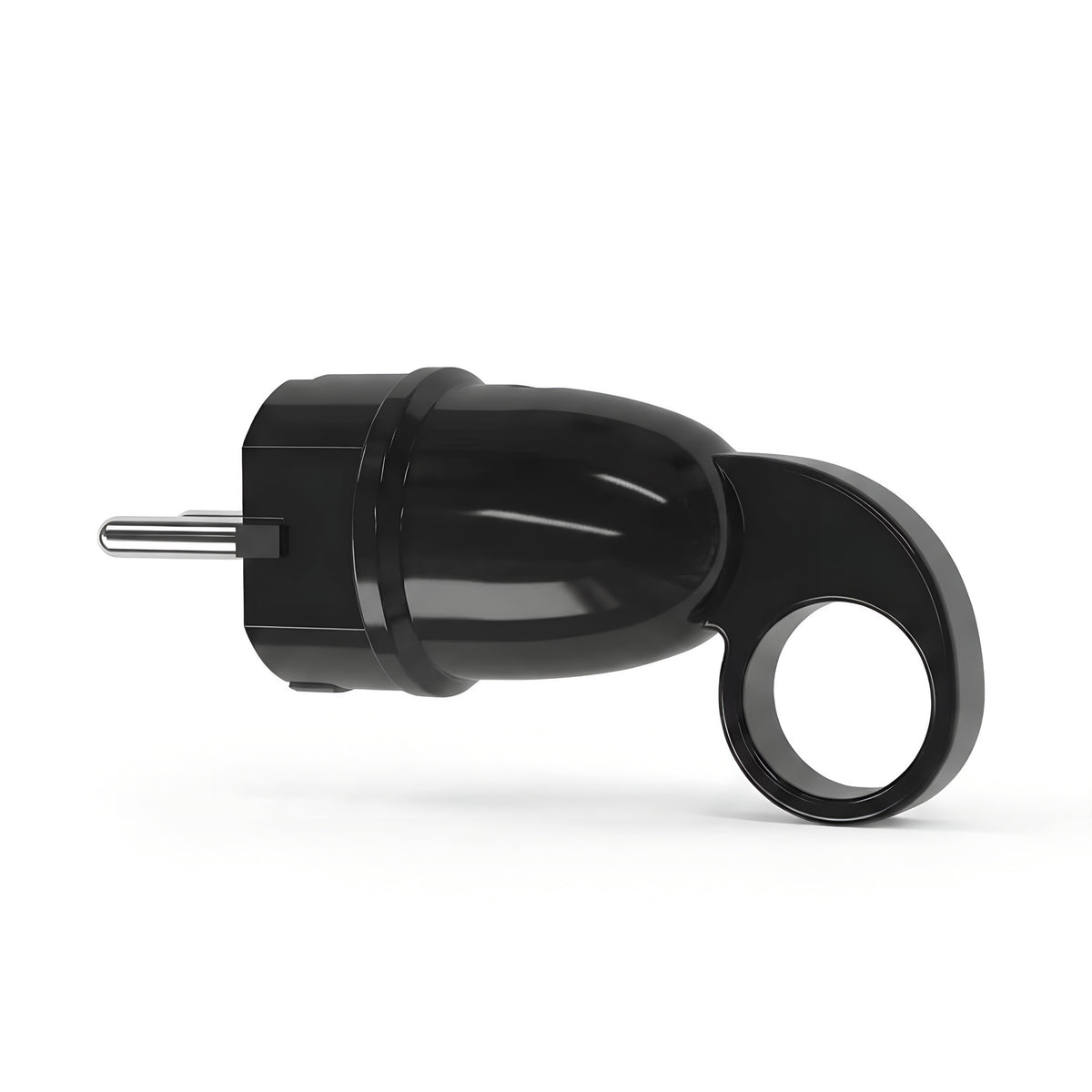 Schuko-stekker met uittrekring — Zwart