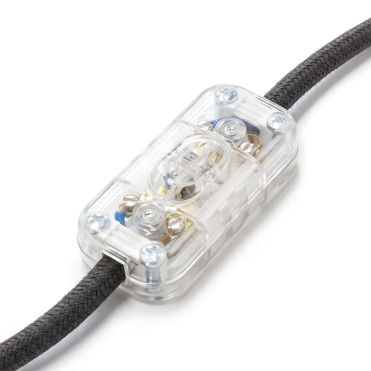 Tweepolige tuimelschakelaar voor lampsnoer — Transparant