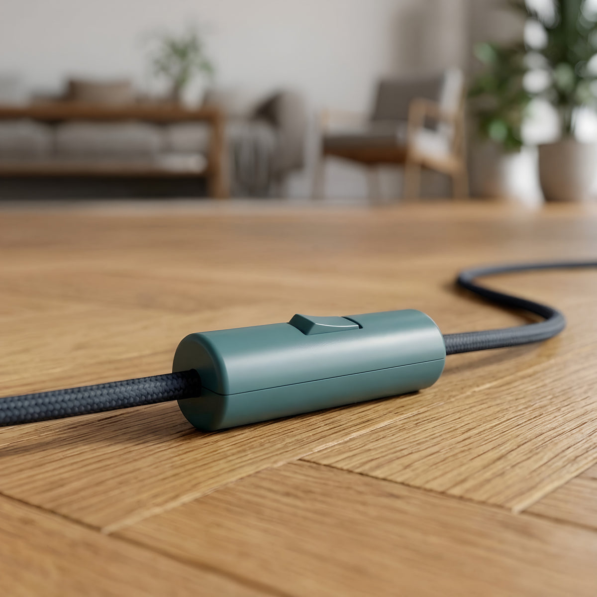 Cilindrische eenpolige wipschakelaar met aardklem — Petrolblauw