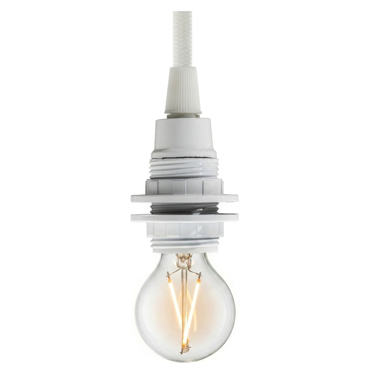 E14-fitting van bakeliet met dubbele ring — Wit