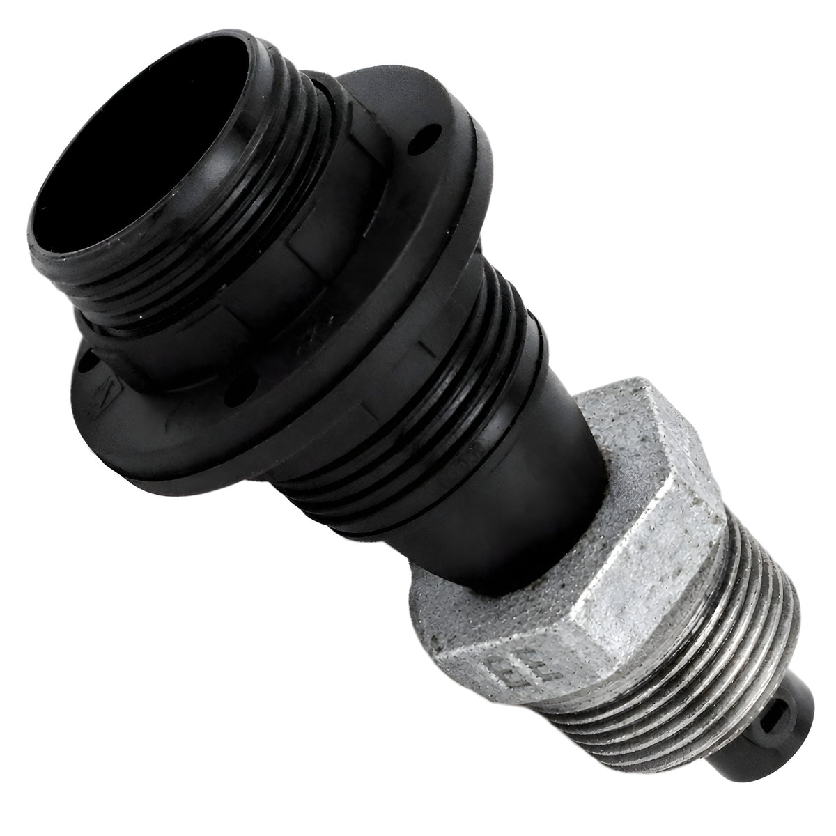 E14-lamphouderset van thermoplast met schroefdraad op fitting met buitendraad van gegalvaniseerd gietijzer