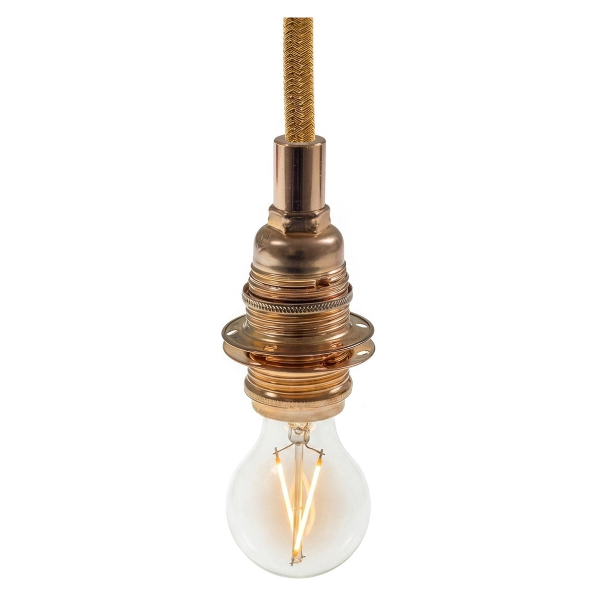 Metalen E14-fitting met dubbele ring voor lampenkap — Cilindrisch metaal / Koper