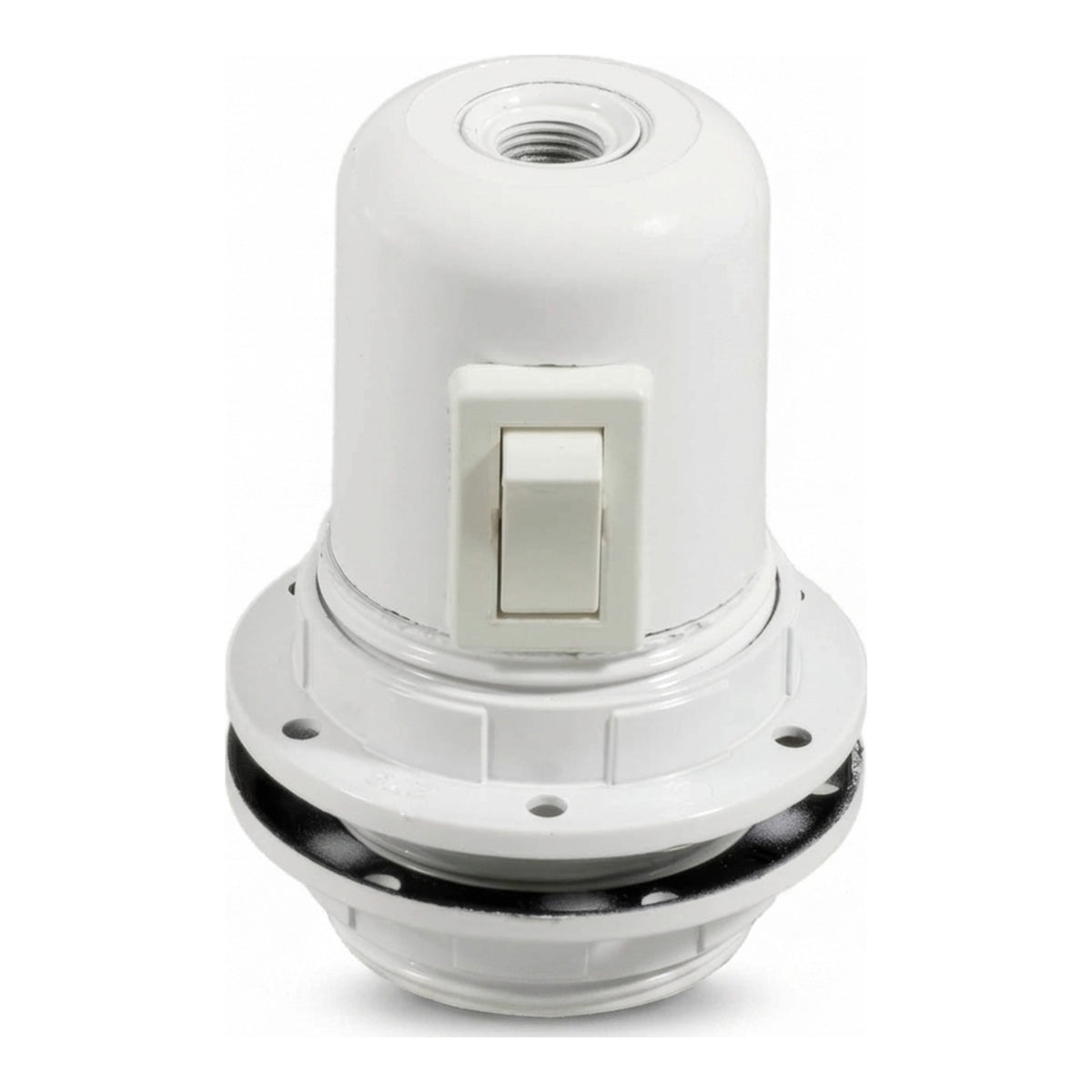 E27-fitting van bakeliet met dubbele ring en schakelaar — Wit
