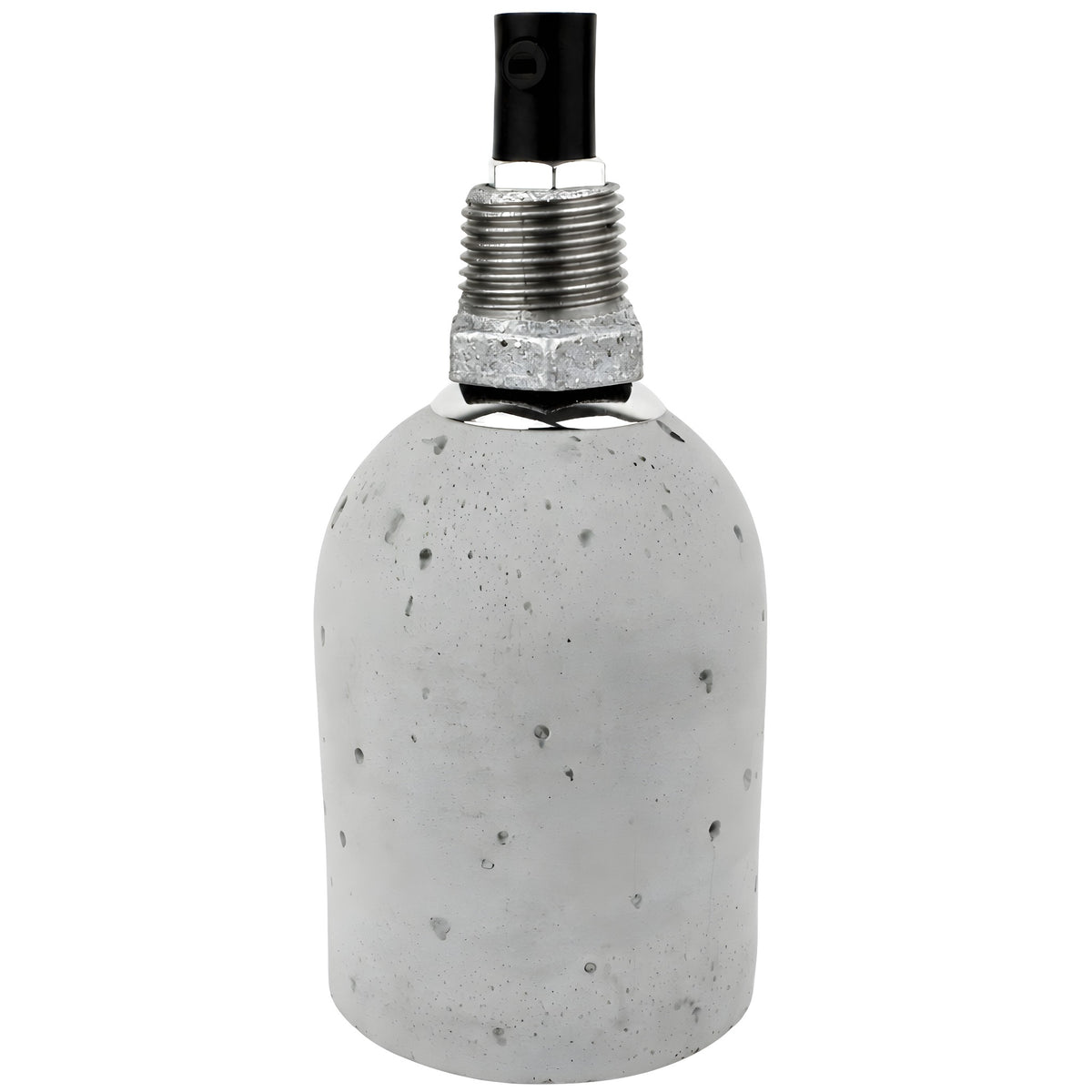E27-lamphouderset van lichtgrijs beton op fitting 1/2'' (15x21mm) met buitendraad van gegalvaniseerd gietijzer