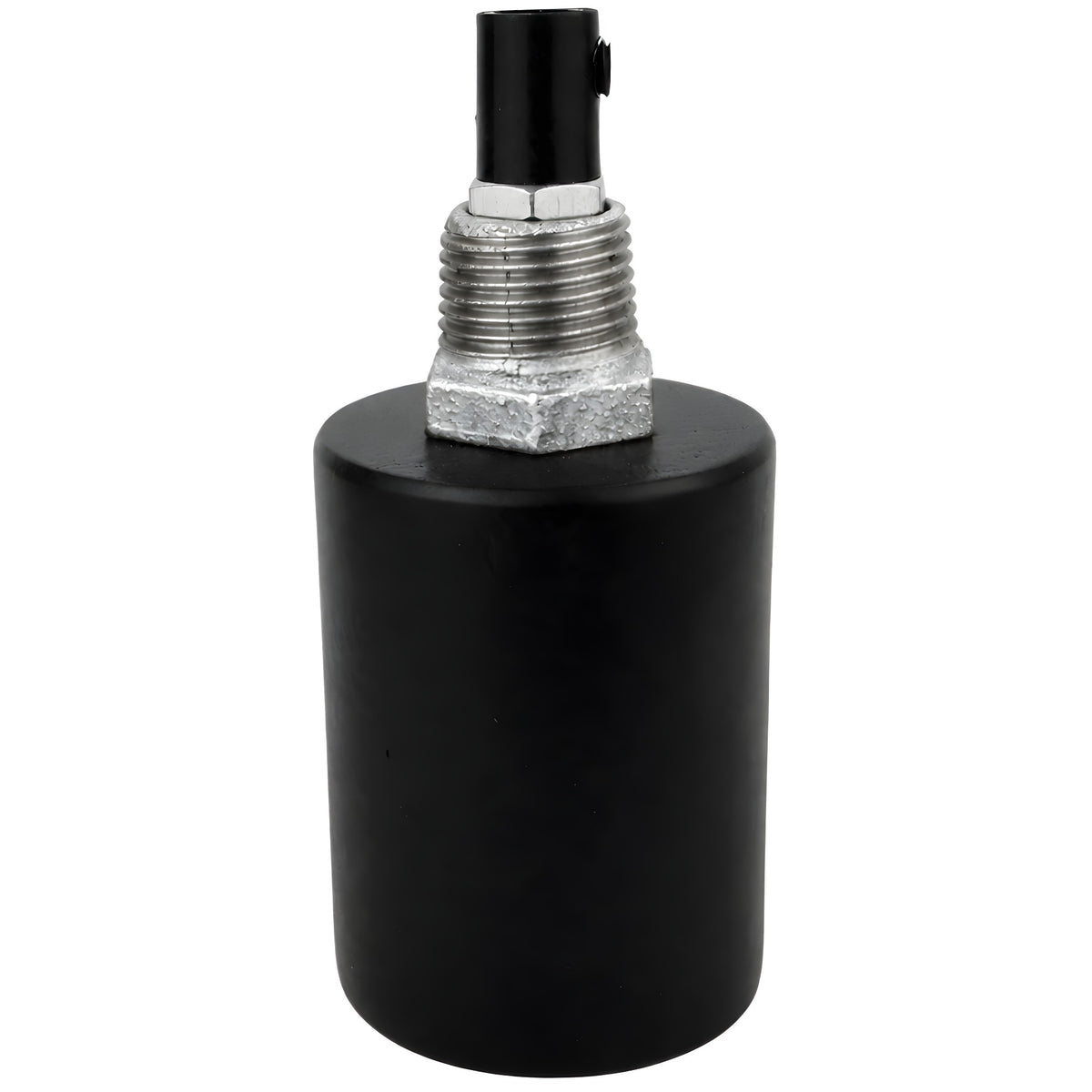 E27-lamphouderset van zwart hout op fitting 1/2'' (15x21mm) met buitendraad van gegalvaniseerd gietijzer