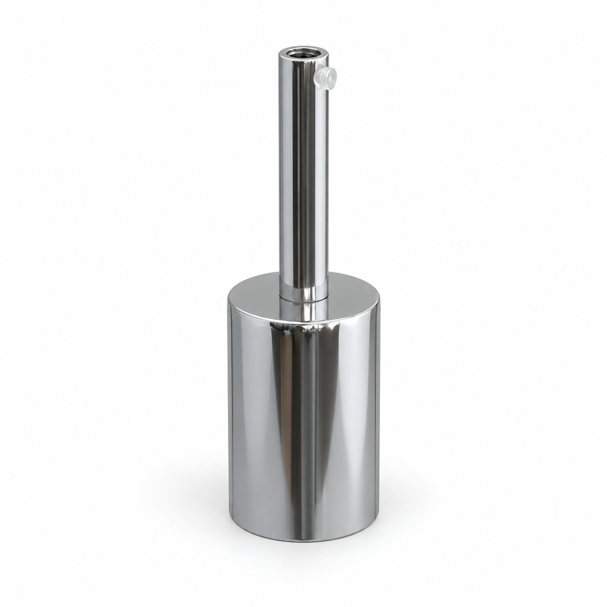 Set met cilindrische metalen E27 lamphouder — trekontlasting van 7 cm — chroomafwerking — aanzicht 1