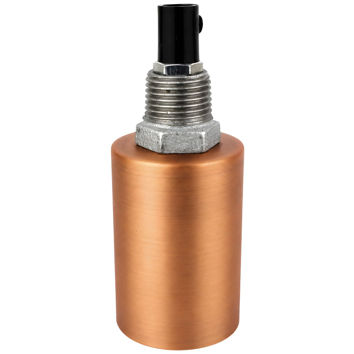 E27-lamphouderset van glad koperkleurig metaal op fitting 1/2'' (15x21mm) met buitendraad van gegalvaniseerd gietijzer