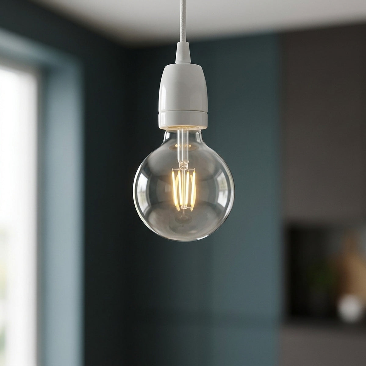 E27-fitting van porselein — Wit