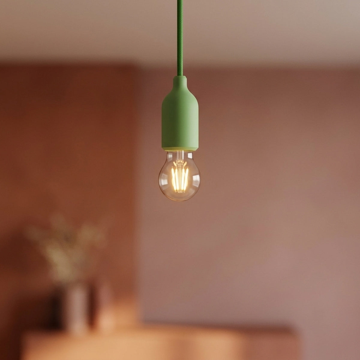 Siliconen E27-fitting met verborgen trekontlasting — Grasgroen