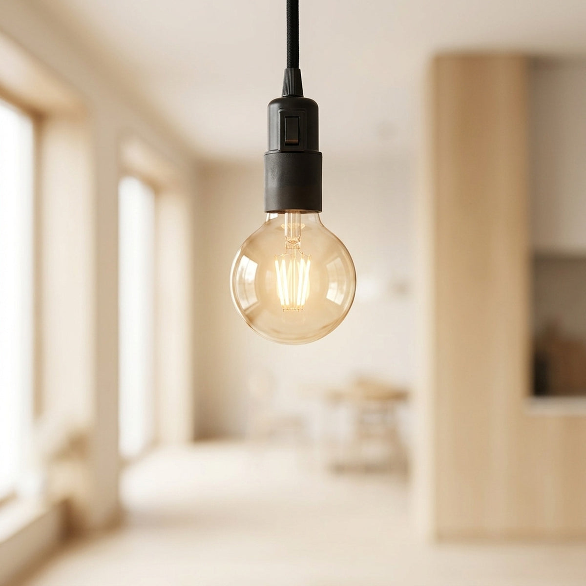 E27-fitting van thermoplast met schakelaar — Zwart