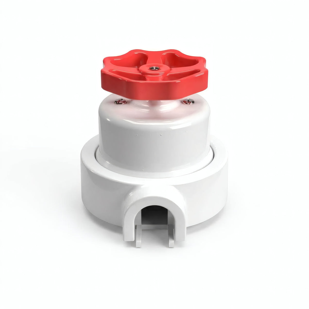 Porseleinen wisselschakelaar met knop en sokkel (set) — Wit / Rood / 1 uitgang