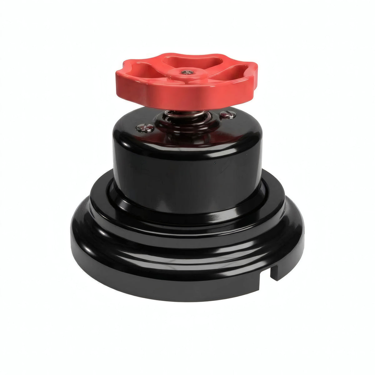 Porseleinen wisselschakelaar met knop en sokkel (set) — Zwart / Rood / Vlak Ø 100 mm