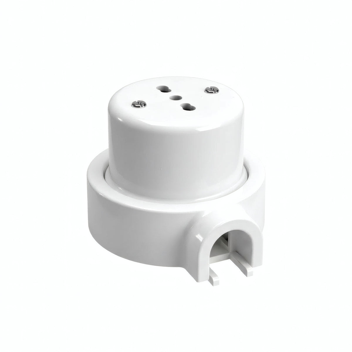 Porseleinen wandstopcontact met sokkel (set) — Italiaans 2P+T 10/16 A / Wit / 1 uitgang