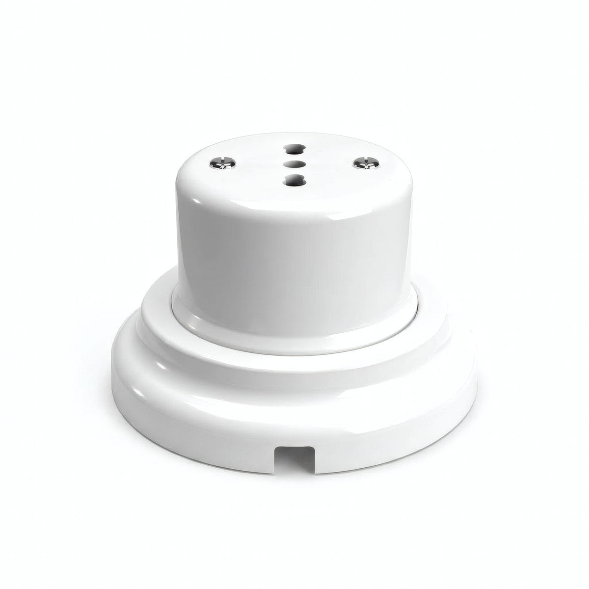 Porseleinen wandstopcontact met sokkel (set) — Italiaans 2P+T 10/16 A / Wit / Vlak Ø 100 mm