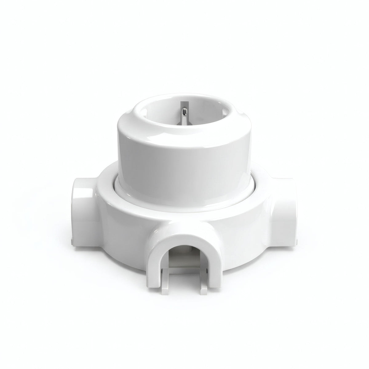 Porseleinen wandstopcontact met sokkel (set) — Schuko 2P+T 16 A / Wit / 3 uitgangen