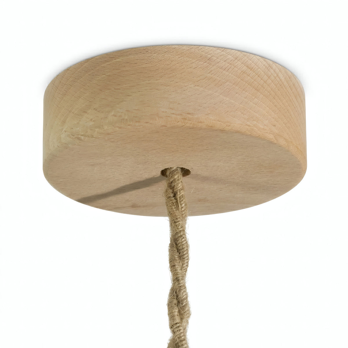 Cilindrische mini-plafondkap van hout, Ø 88 mm — 1 centrale opening / Naturel