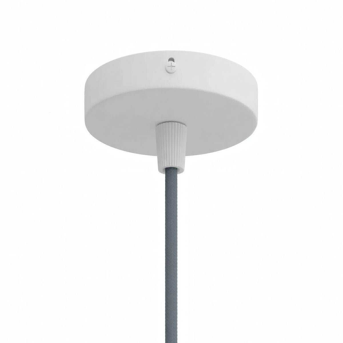 Cilindrische mini-plafondkap van metaal, Ø 83 mm — 1 centrale opening / Conisch thermoplast / Mat wit