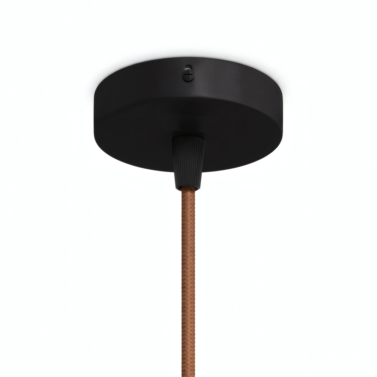 Cilindrische mini-plafondkap van metaal, Ø 83 mm — 1 centrale opening / Conisch thermoplast / Zwart