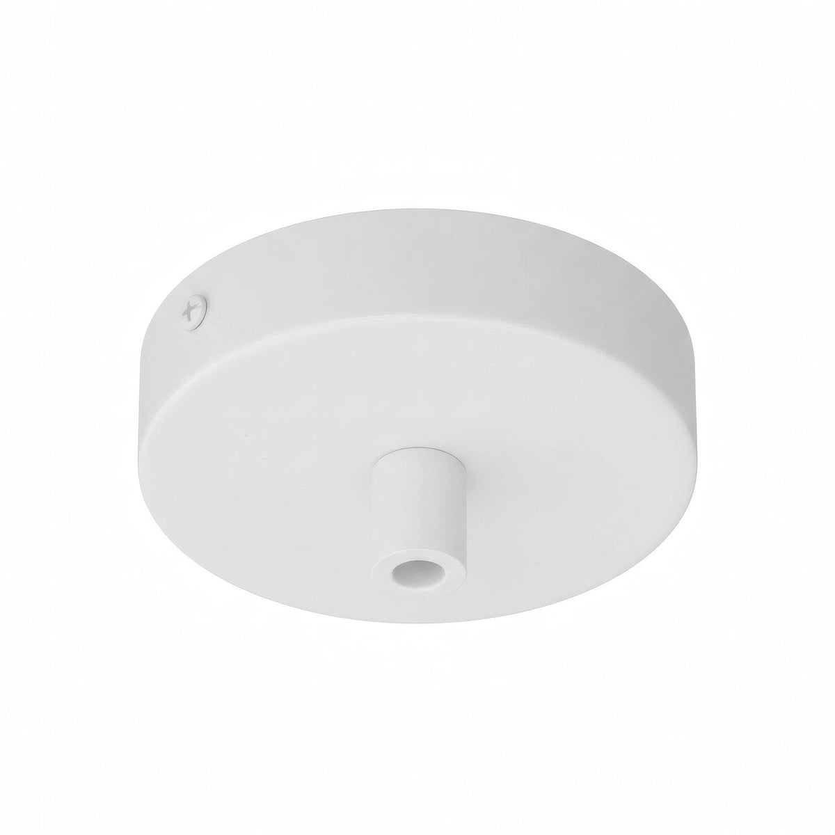 Cilindrische mini-plafondkap van metaal, Ø 83 mm — 1 centrale opening / Cilindrisch metaal / Mat wit