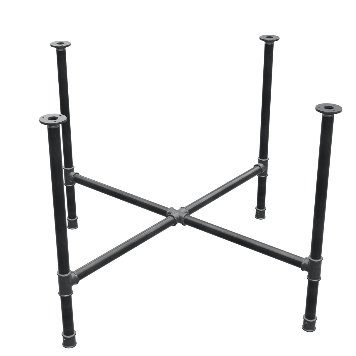 Onderstel voor eettafel, kruispoten, gietijzer en staal Ø 34 mm, 116 × 116 cm, hoogte 75 cm