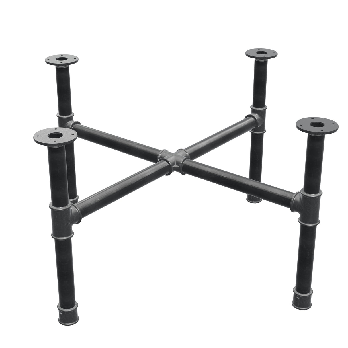 Onderstel voor salontafel, kruispoten, gietijzer en staal Ø 42 mm, 101 × 101 cm, hoogte 54 cm