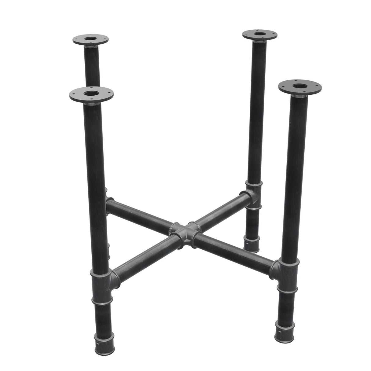 Onderstel voor eettafel, kruispoten, gietijzer en staal Ø 42 mm, 81 × 81 cm, hoogte 74 cm