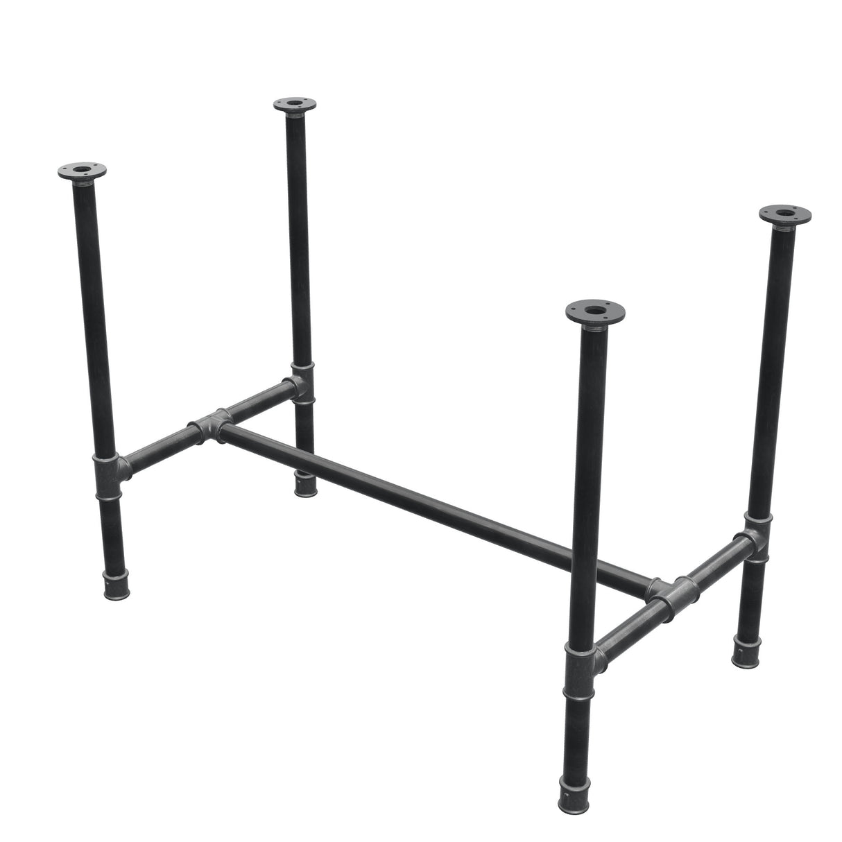 Onderstel voor eettafel, H-frame, gietijzer en staal Ø 34 mm, 102 × 56 cm, hoogte 75 cm
