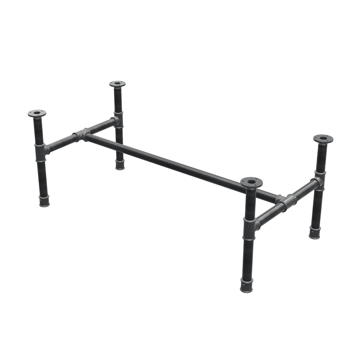 Onderstel voor salontafel, H-frame, gietijzer en staal Ø 34 mm, 112 × 56 cm, hoogte 42 cm