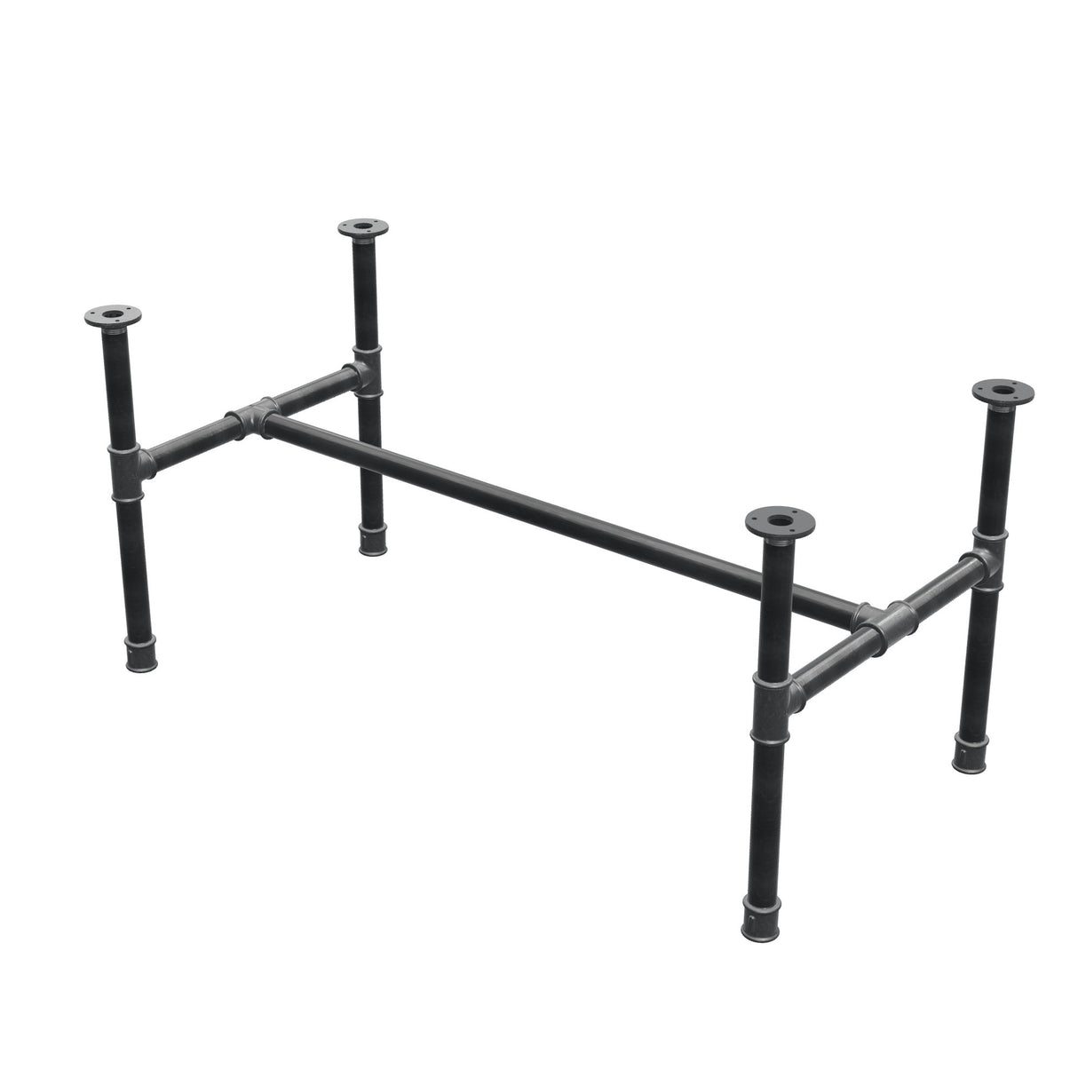Onderstel voor salontafel, H-frame, gietijzer en staal Ø 34 mm, 112 × 56 cm, hoogte 52 cm