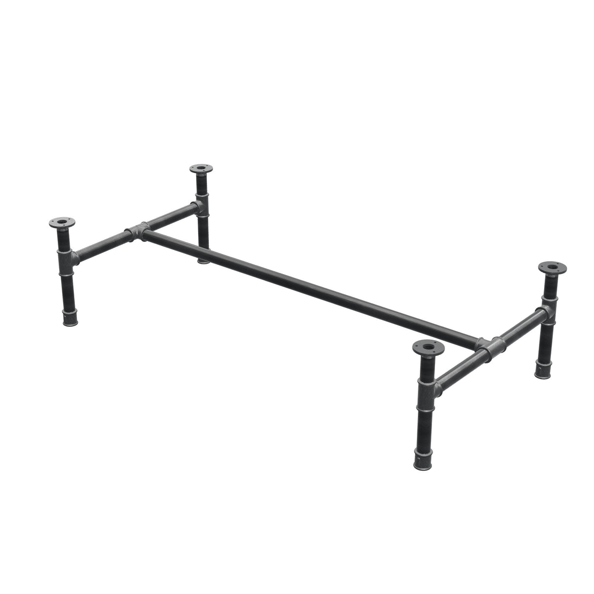 Onderstel voor salontafel, H-frame, gietijzer en staal Ø 34 mm, 132 × 66 cm, hoogte 32 cm
