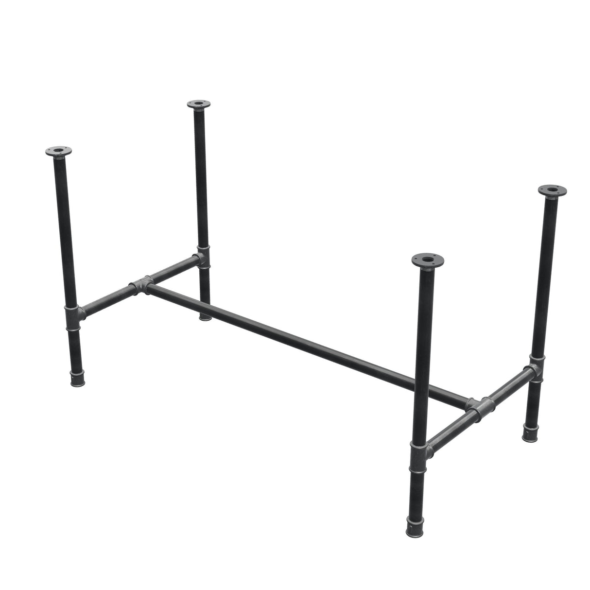 Onderstel voor eettafel, H-frame, gietijzer en staal Ø 34 mm, 132 × 66 cm, hoogte 75 cm
