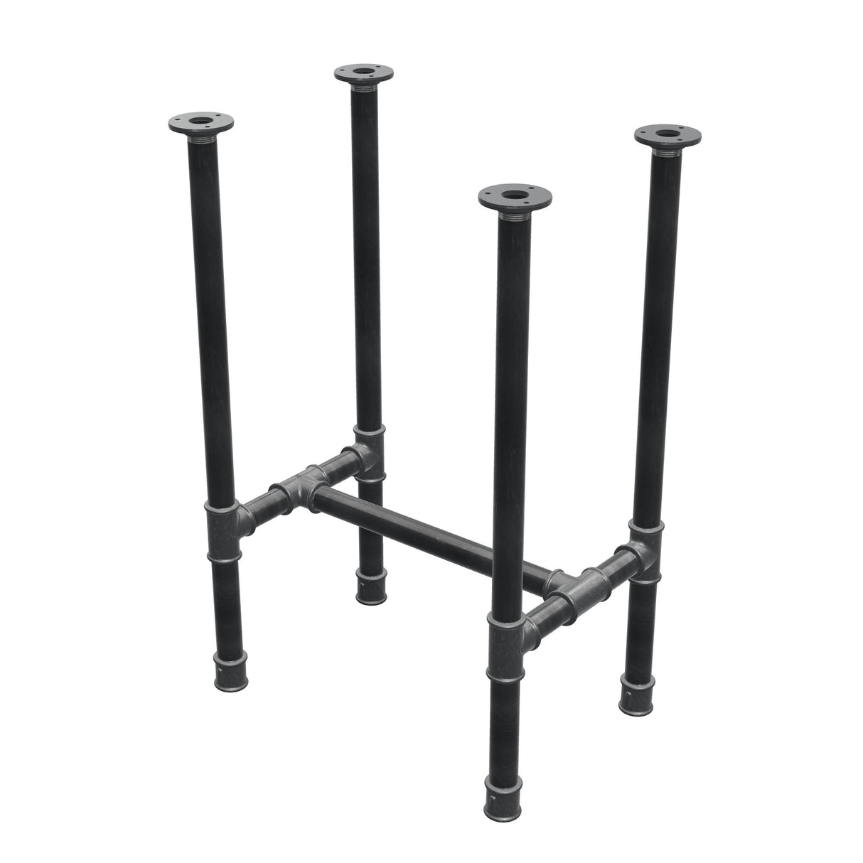 Onderstel voor eettafel, H-frame, gietijzer en staal Ø 34 mm, 52 × 36 cm, hoogte 75 cm