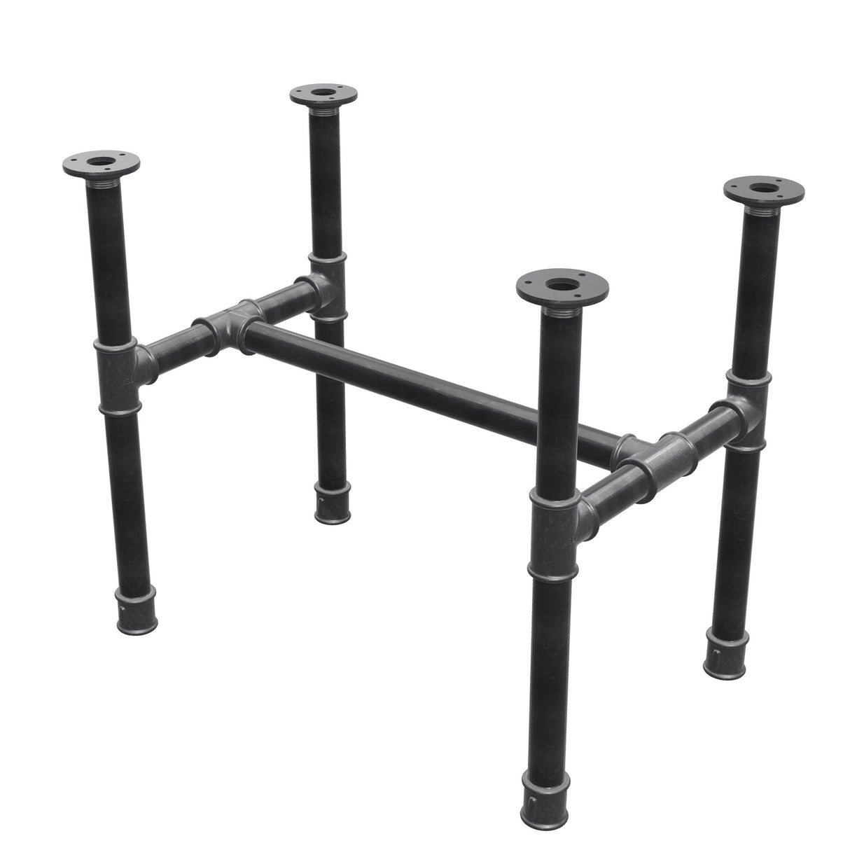 Onderstel voor salontafel, H-frame, gietijzer en staal Ø 34 mm, 62 × 40 cm, hoogte 52 cm