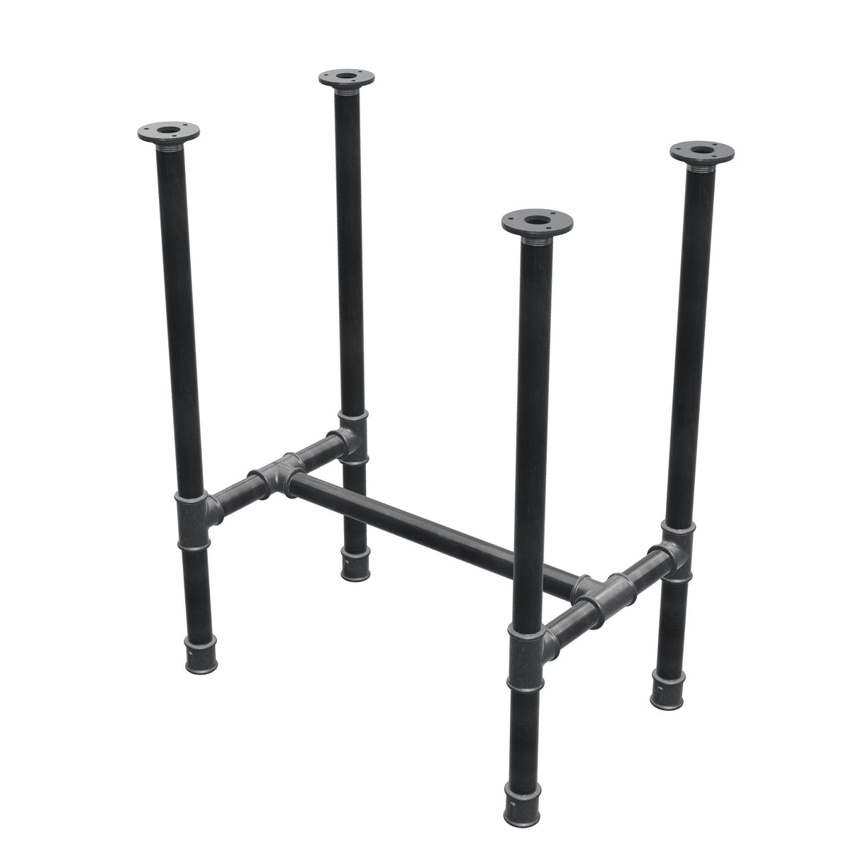 Onderstel voor eettafel, H-frame, gietijzer en staal Ø 34 mm, 62 × 40 cm, hoogte 75 cm