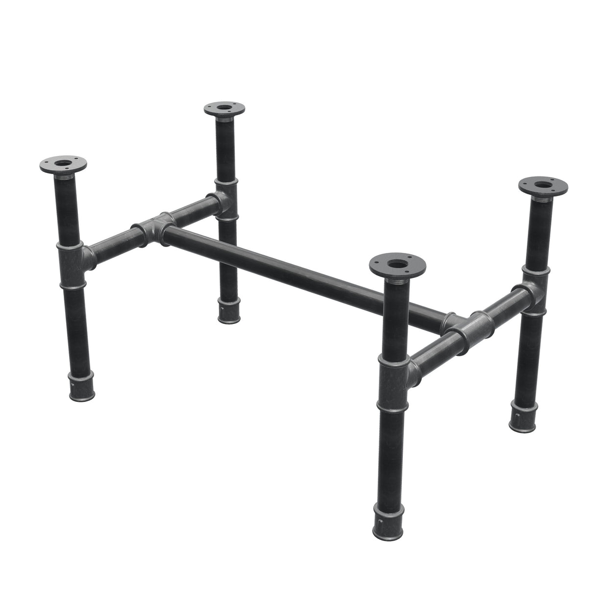 Onderstel voor salontafel, H-frame, gietijzer en staal Ø 34 mm, 72 × 46 cm, hoogte 42 cm