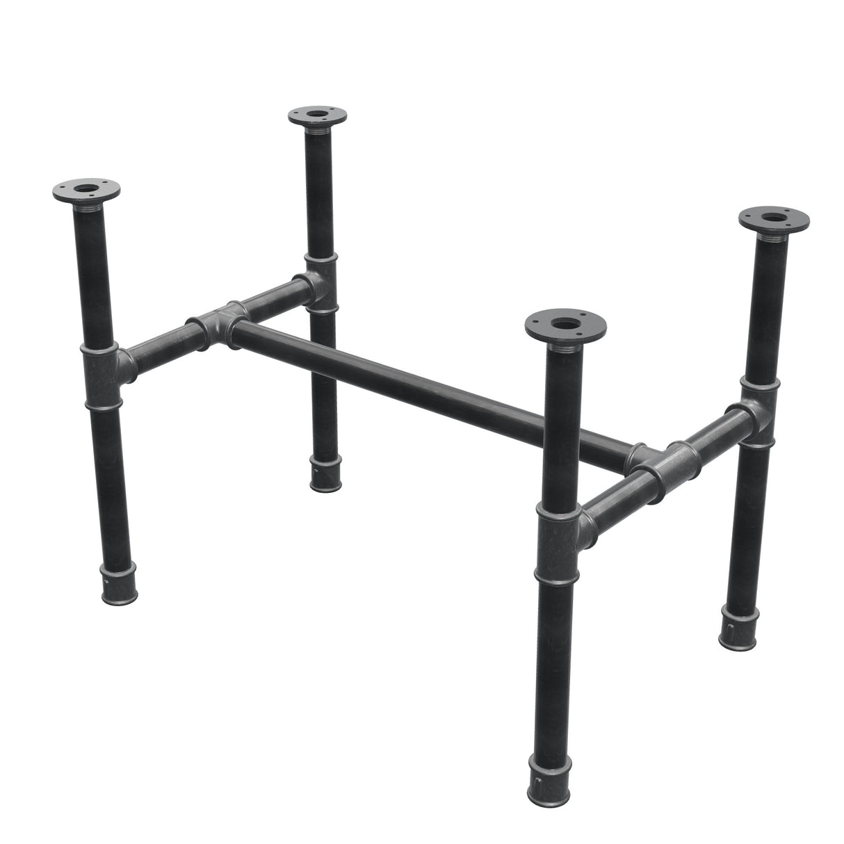 Onderstel voor salontafel, H-frame, gietijzer en staal Ø 34 mm, 72 × 46 cm, hoogte 52 cm